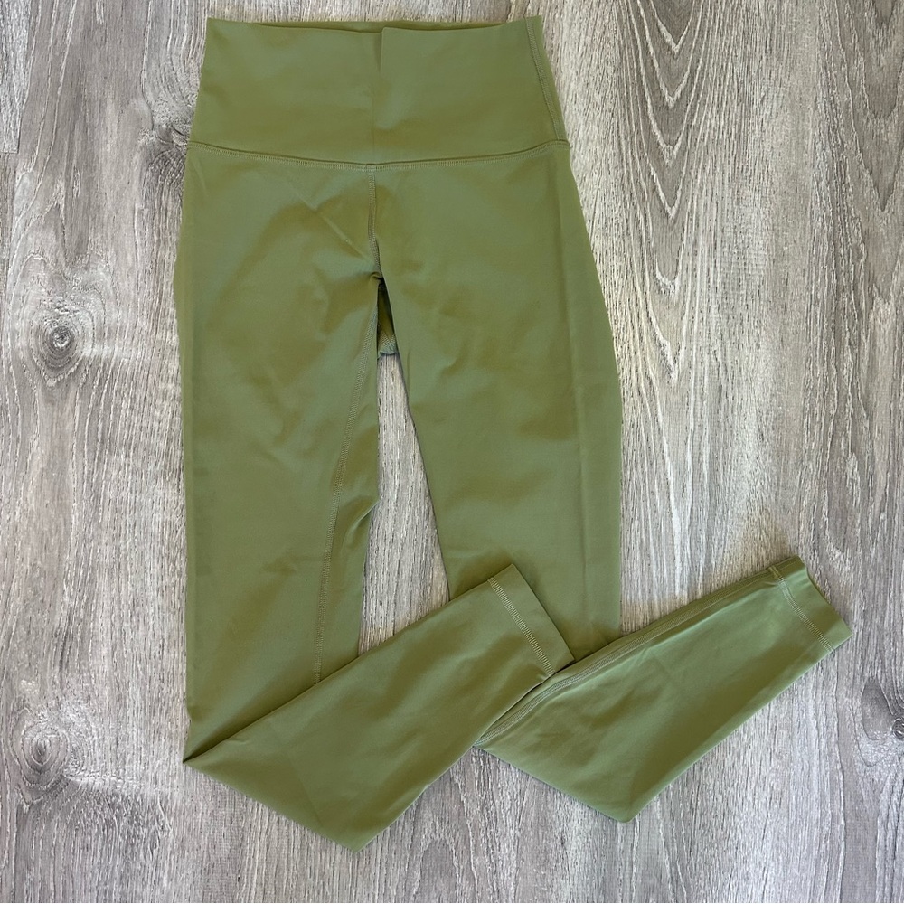 Lululemon bronze green Wunder Under High Rise leggings size 4
